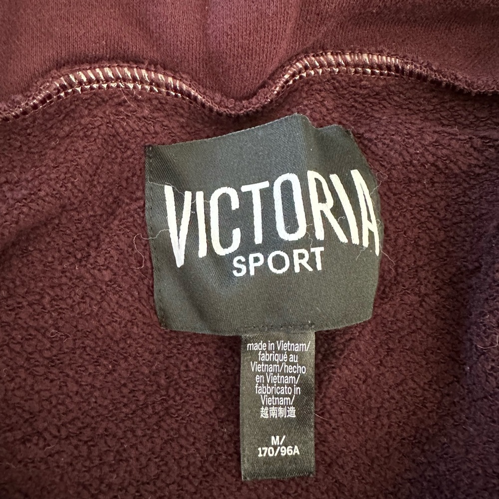Victoria Sport Burgundy Cowl Neck Sweatshirt Pullover Size M Cozy Athleisure - Picture 3 of 3